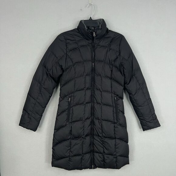 Eddie Bauer Jacket Womens XS Black Long Quilted Down Puffer EB650 Winter Coat - Picture 1 of 14